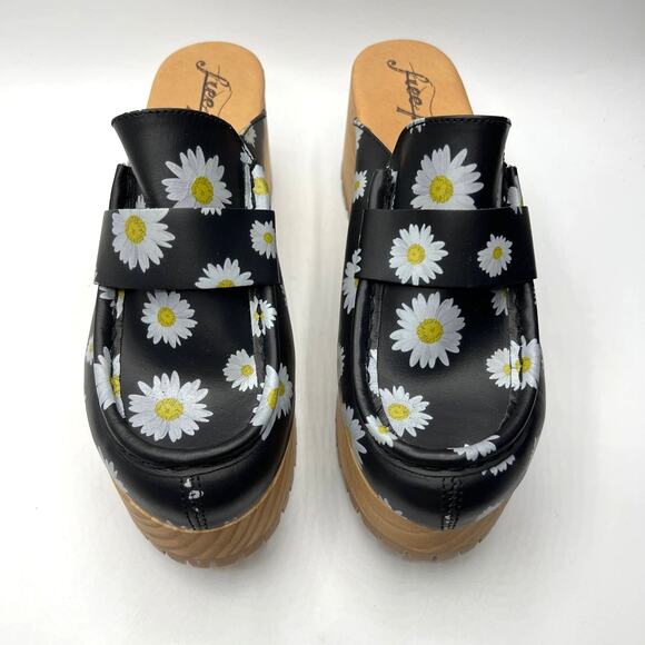 Free People Daisy Conversational Slip-On Platform Clogs Black Size EU 39/US 9 - Picture 2 of 8